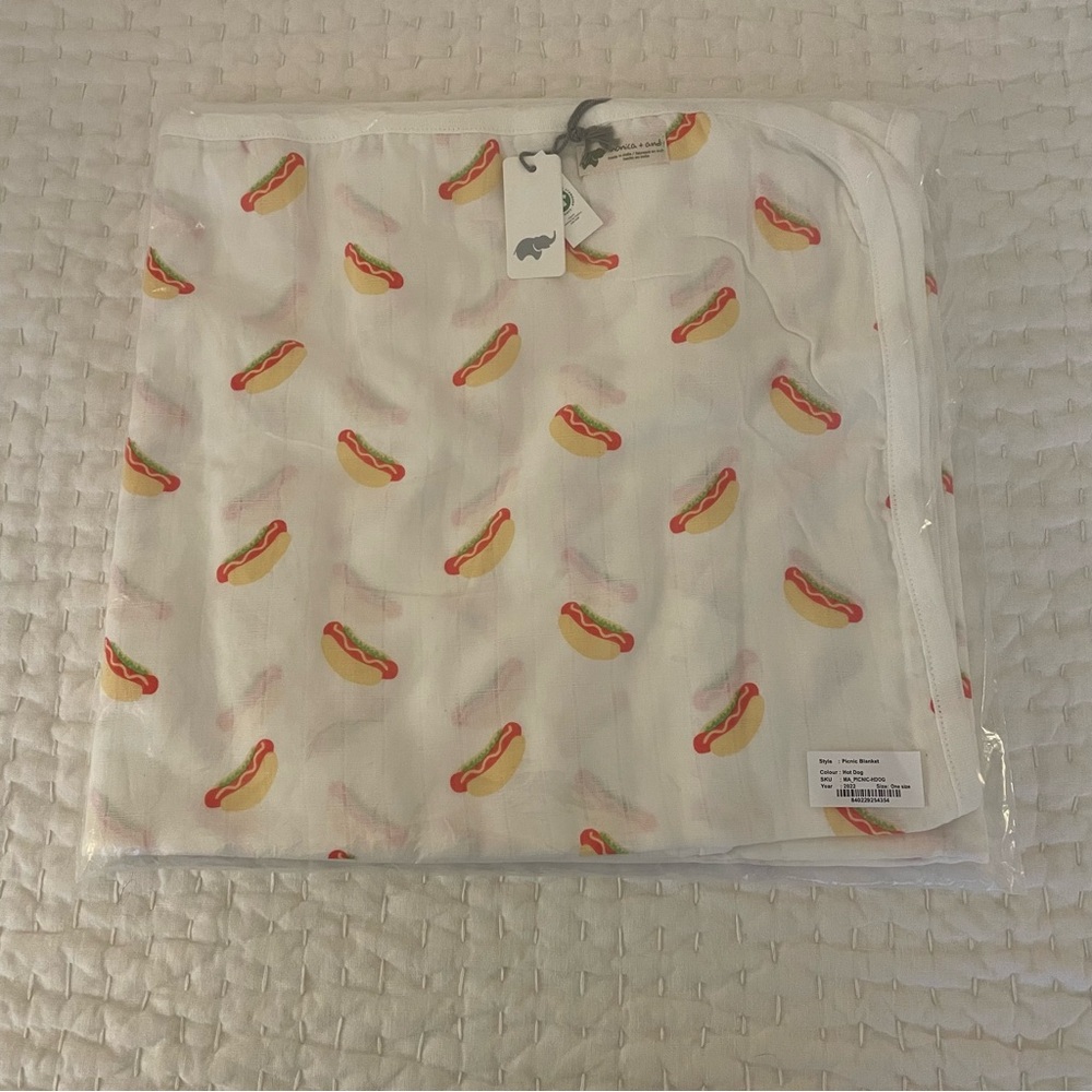 SOLD!!! NWT Monica + Andy Always Blanket Hot Dog l “Picnic Mini Chicago Style” - Picture 1 of 3